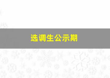 选调生公示期