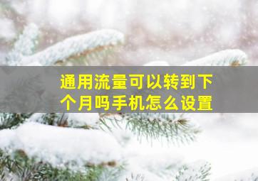 通用流量可以转到下个月吗手机怎么设置