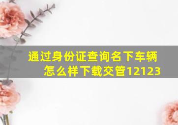 通过身份证查询名下车辆怎么样下载交管12123