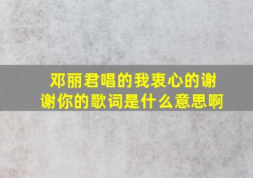 邓丽君唱的我衷心的谢谢你的歌词是什么意思啊