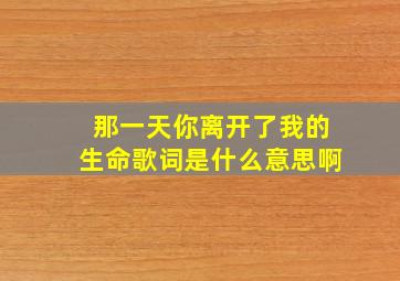 那一天你离开了我的生命歌词是什么意思啊