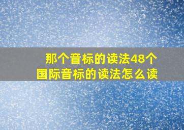 那个音标的读法48个国际音标的读法怎么读