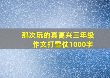 那次玩的真高兴三年级作文打雪仗1000字