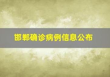 邯郸确诊病例信息公布