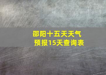 邵阳十五天天气预报15天查询表