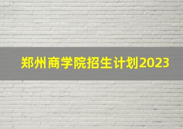 郑州商学院招生计划2023