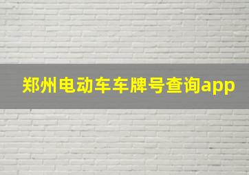 郑州电动车车牌号查询app