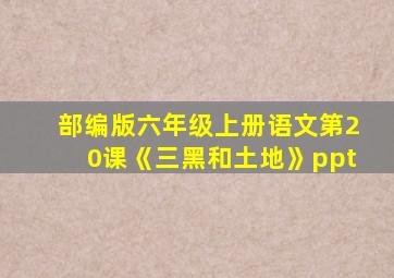 部编版六年级上册语文第20课《三黑和土地》ppt