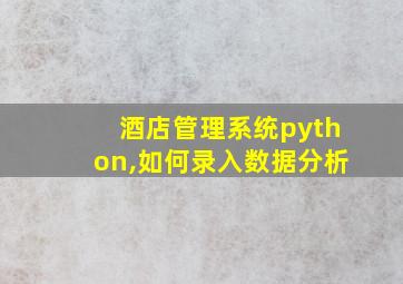 酒店管理系统python,如何录入数据分析