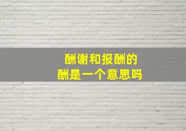 酬谢和报酬的酬是一个意思吗