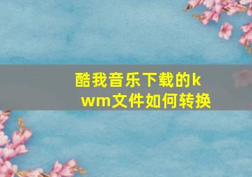 酷我音乐下载的kwm文件如何转换