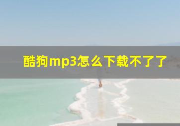 酷狗mp3怎么下载不了了