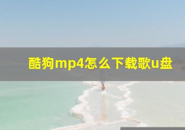 酷狗mp4怎么下载歌u盘