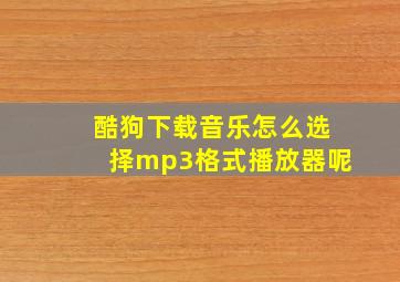 酷狗下载音乐怎么选择mp3格式播放器呢