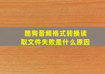 酷狗音频格式转换读取文件失败是什么原因