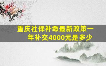 重庆社保补缴最新政策一年补交4000元是多少