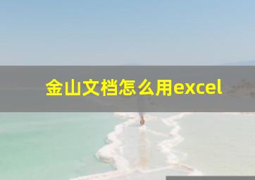 金山文档怎么用excel