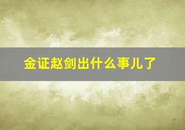 金证赵剑出什么事儿了