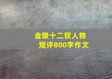 金陵十二钗人物短评800字作文