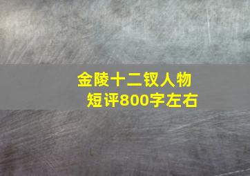 金陵十二钗人物短评800字左右