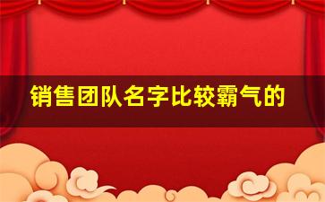 销售团队名字比较霸气的