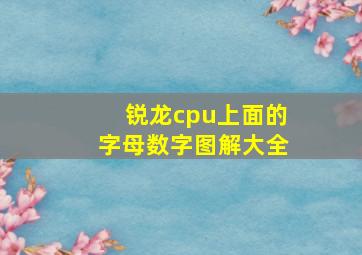 锐龙cpu上面的字母数字图解大全