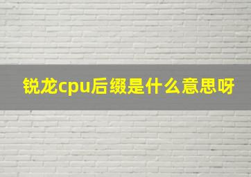 锐龙cpu后缀是什么意思呀