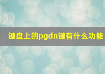 键盘上的pgdn键有什么功能