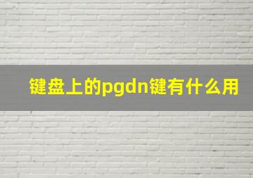 键盘上的pgdn键有什么用