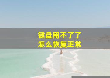 键盘用不了了怎么恢复正常