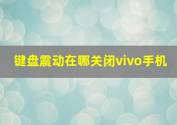 键盘震动在哪关闭vivo手机