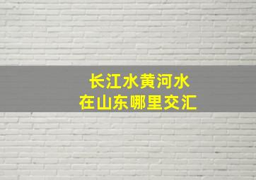 长江水黄河水在山东哪里交汇