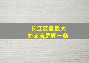 长江流量最大的支流是哪一条