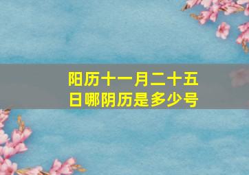 阳历十一月二十五日哪阴历是多少号