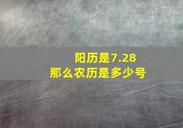 阳历是7.28那么农历是多少号