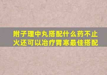 附子理中丸搭配什么药不止火还可以冶疗胃寒最佳搭配