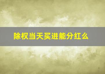 除权当天买进能分红么