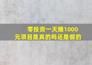 零投资一天赚1000元项目是真的吗还是假的