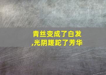 青丝变成了白发,光阴蹉跎了芳华