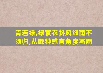 青若绿,绿蓑衣斜风细雨不须归,从哪种感官角度写雨