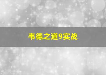 韦德之道9实战