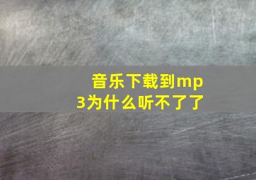 音乐下载到mp3为什么听不了了