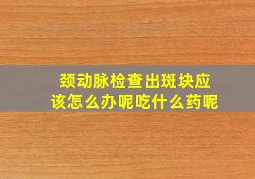 颈动脉检查出斑块应该怎么办呢吃什么药呢