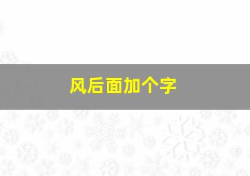 风后面加个字