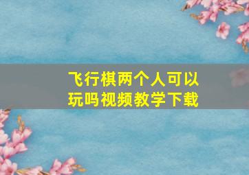 飞行棋两个人可以玩吗视频教学下载