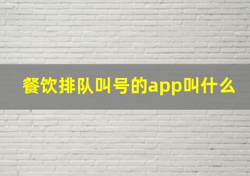 餐饮排队叫号的app叫什么