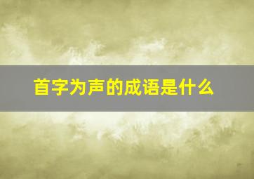 首字为声的成语是什么