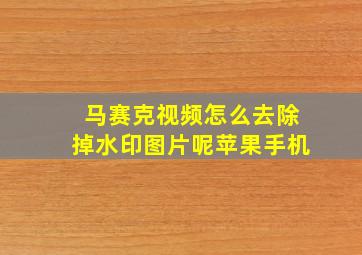 马赛克视频怎么去除掉水印图片呢苹果手机