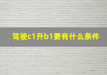 驾驶c1升b1要有什么条件