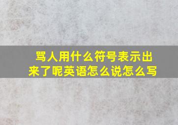 骂人用什么符号表示出来了呢英语怎么说怎么写